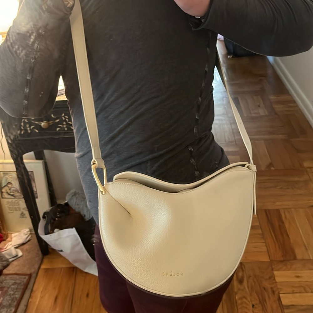 White polene tonca shoulder crossbody bag purse leather